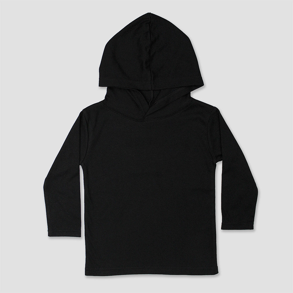 Long Sleeve Baby Hoodie Tee - Polyester-Cotton Blend Black 6-12M