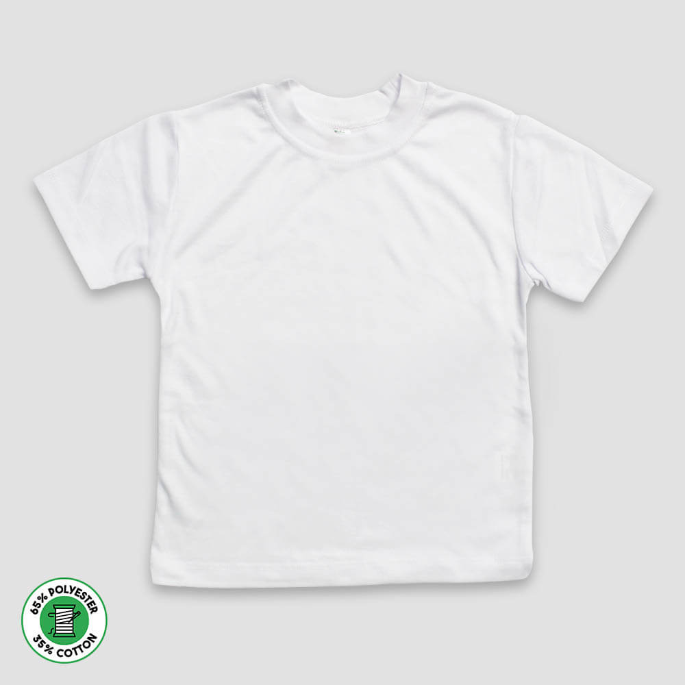 Toddler Crew Neck T-Shirts - 65% Polyester 35% Cotton Blend White White 5T