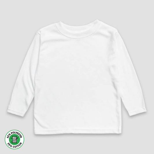 Youth Long Sleeve T-Shirts - 65% Polyester 35% Cotton Blend White White XS