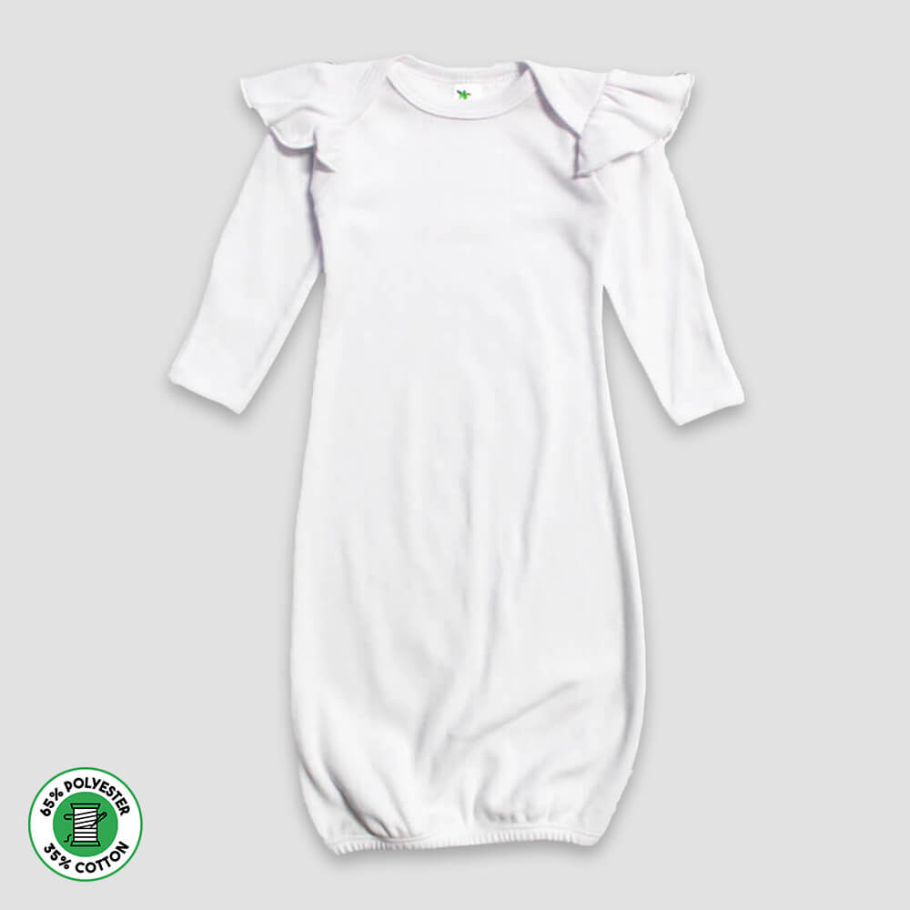 Flutter Angel Long Sleeve Sleep Gowns – Polyester Cotton Blend White 0-3M