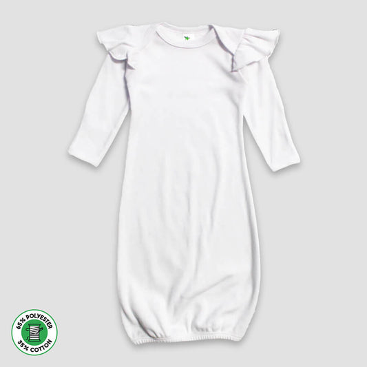 Flutter Angel Long Sleeve Sleep Gowns – Polyester Cotton Blend White 0-3M