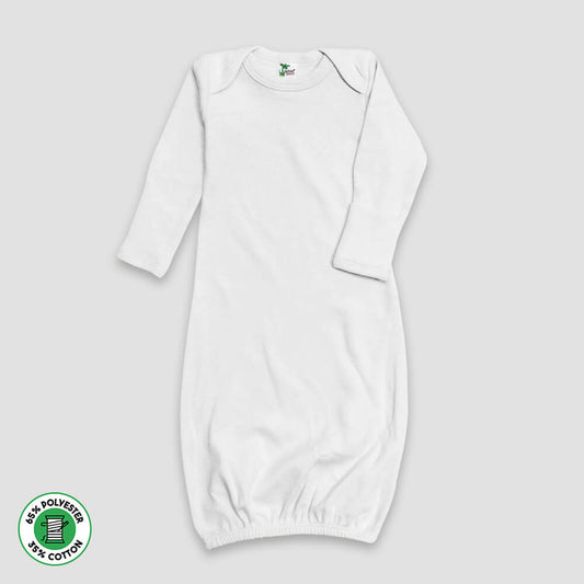 Baby Sleep Gowns With Mittens – Polyester Cotton Blend White White 0-3M