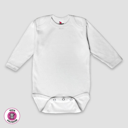 Baby Long Sleeve Onesies – 100% Polyester – White White 6-12M