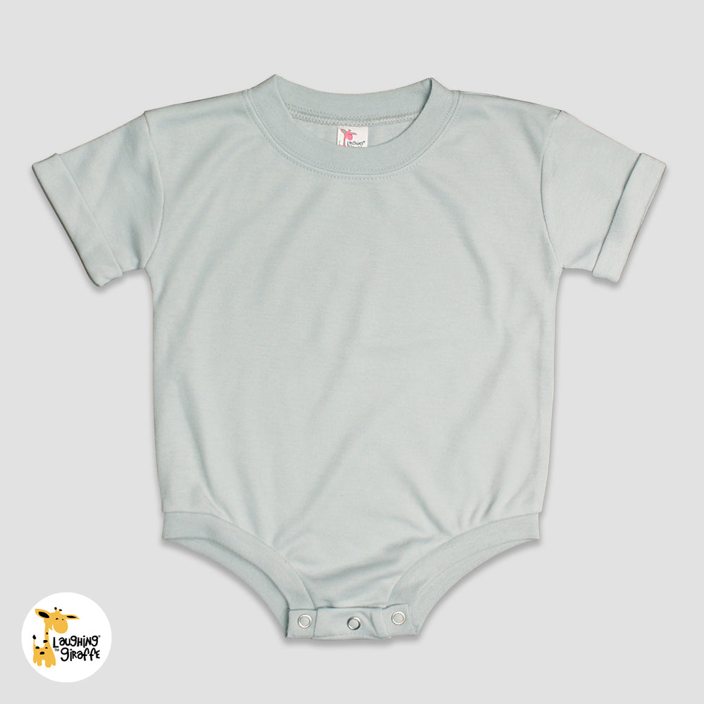 Rolled Short Sleeve Baby Bubble Rompers - Premium 100% Polyester White additional image 2