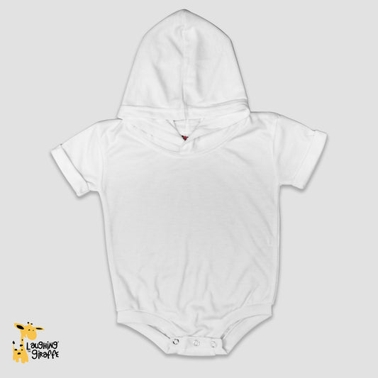 Rolled Short Sleeve Hooded Bubble Romper - 100% Polyester White 6-12M