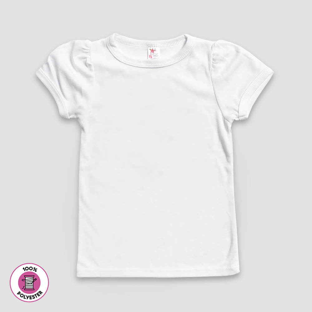 Toddler Girls' Puff Sleeve T-shirts – White – 100% Polyester White 5T