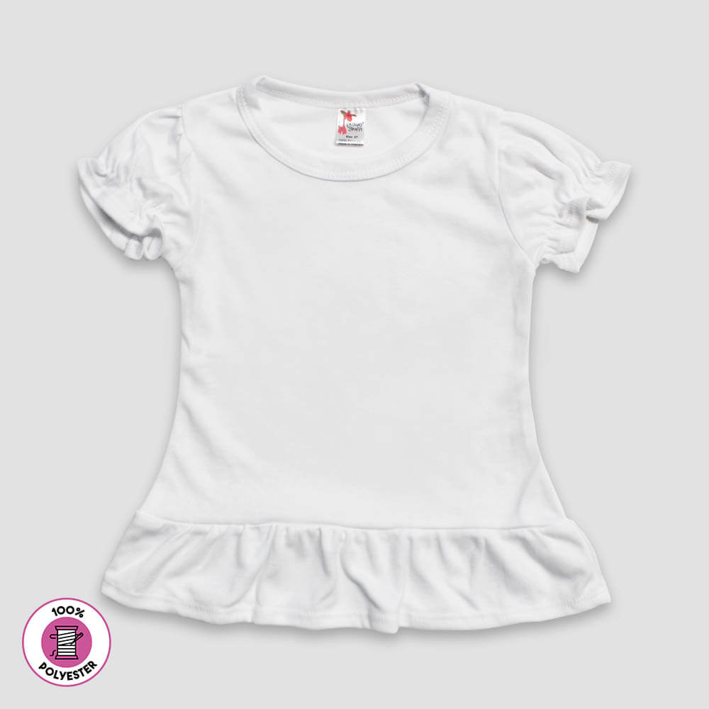 Youth Girls' Short Sleeve Ruffle T-Shirt – White – 100% Polyester White XS