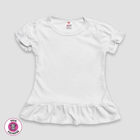 Toddler Girls' Short Sleeve Ruffle T-Shirt – White – 100% Polyester White 5T