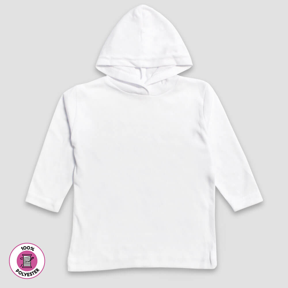 Youth Hoodie Long Sleeve T-Shirt – White – 100% Polyester White XS