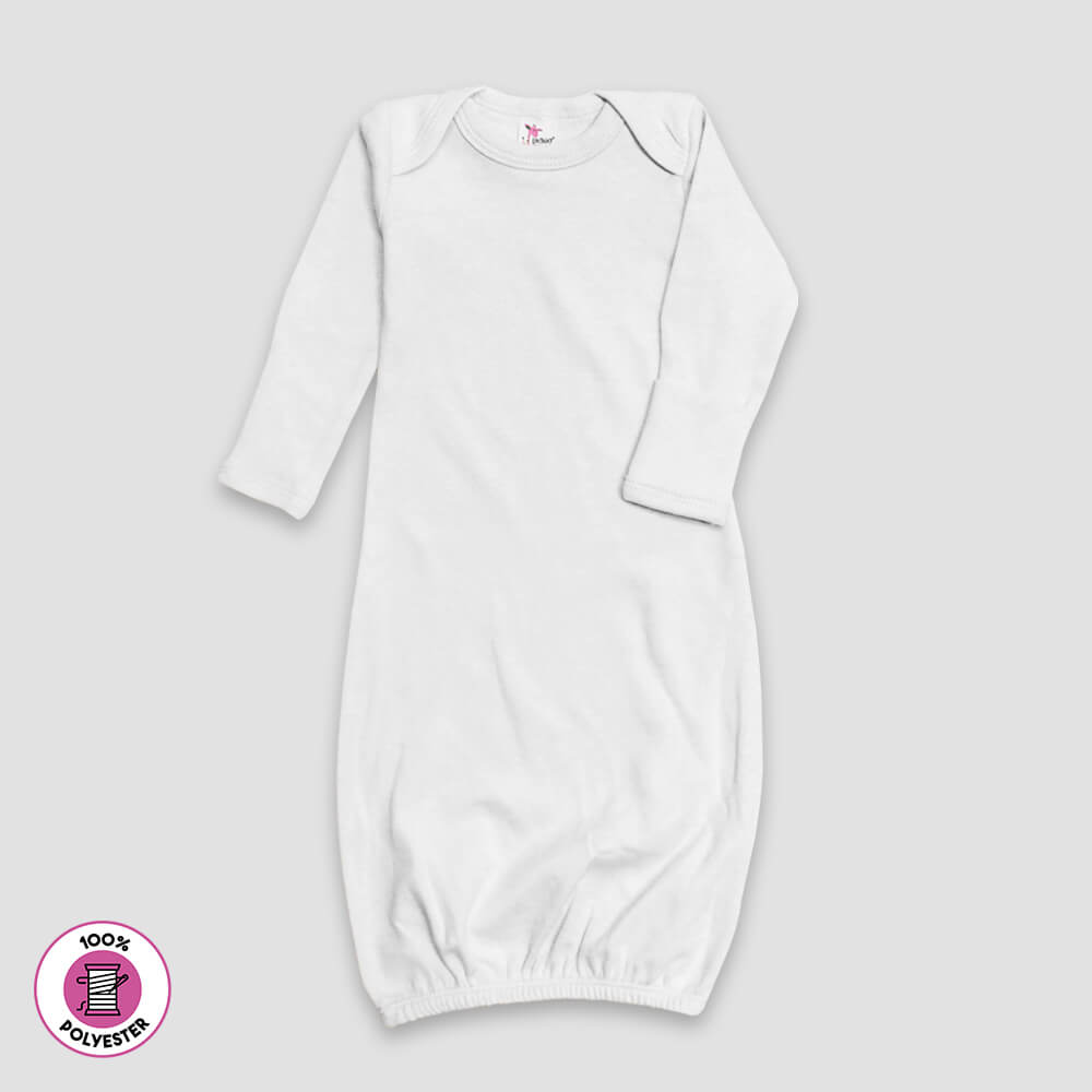 Baby Sleep Gowns With Mittens – White – 100% Polyester White 0-3M