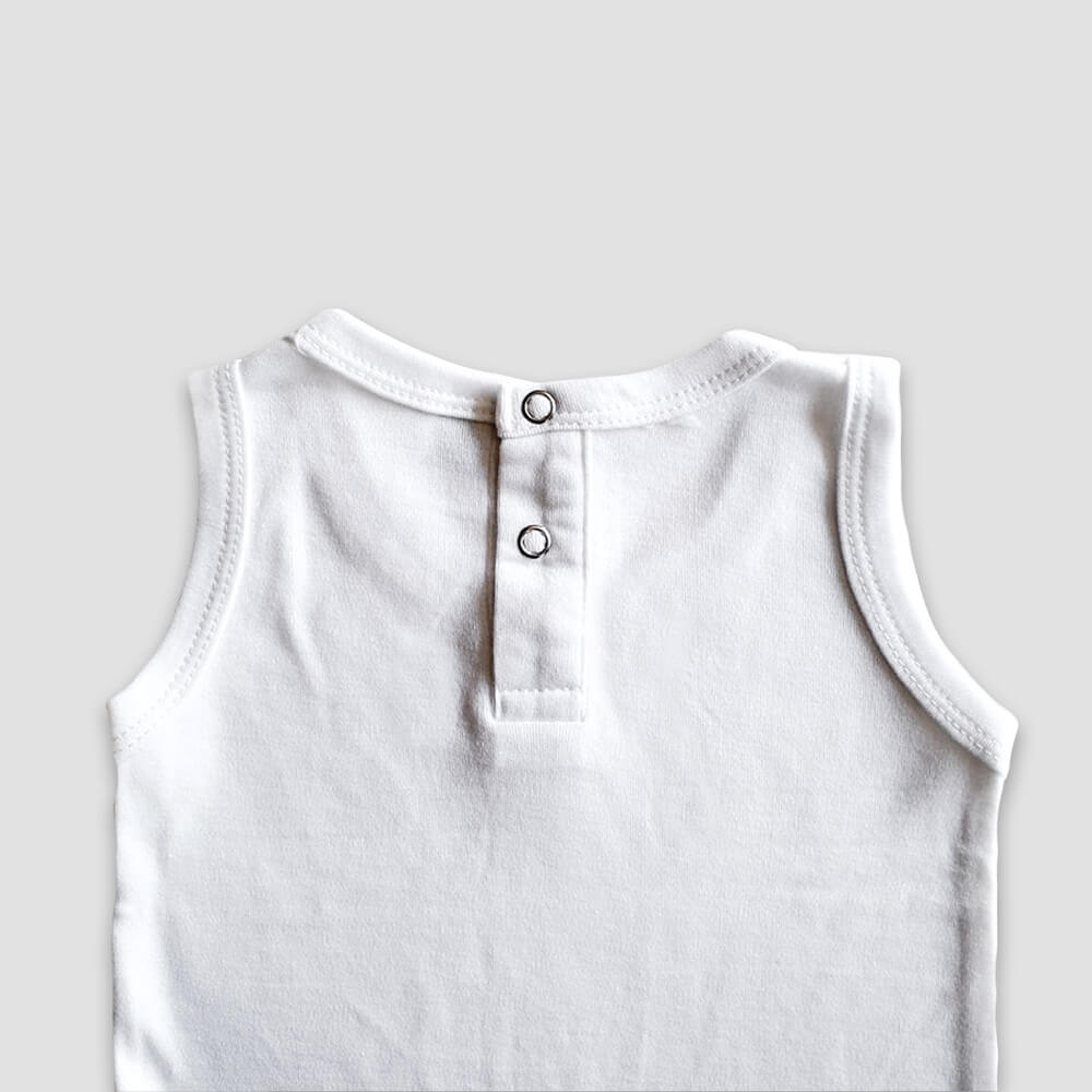Baby Sleeveless Romper – 100% Polyester – White additional image 1