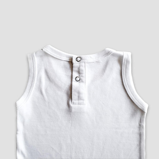 Baby Sleeveless Romper – 100% Polyester – White additional image 1