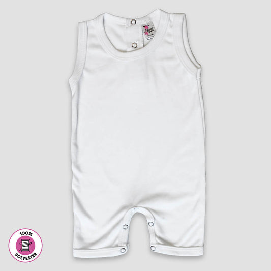 Baby Sleeveless Romper – 100% Polyester – White White 6-12M