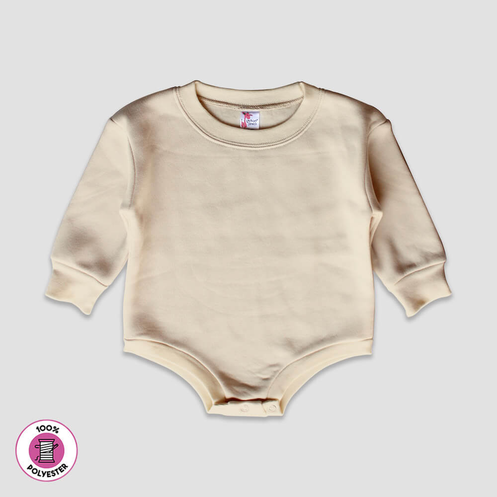 Baby Long Sleeve Fleece Bubble Romper – 100% Polyester White additional image 1