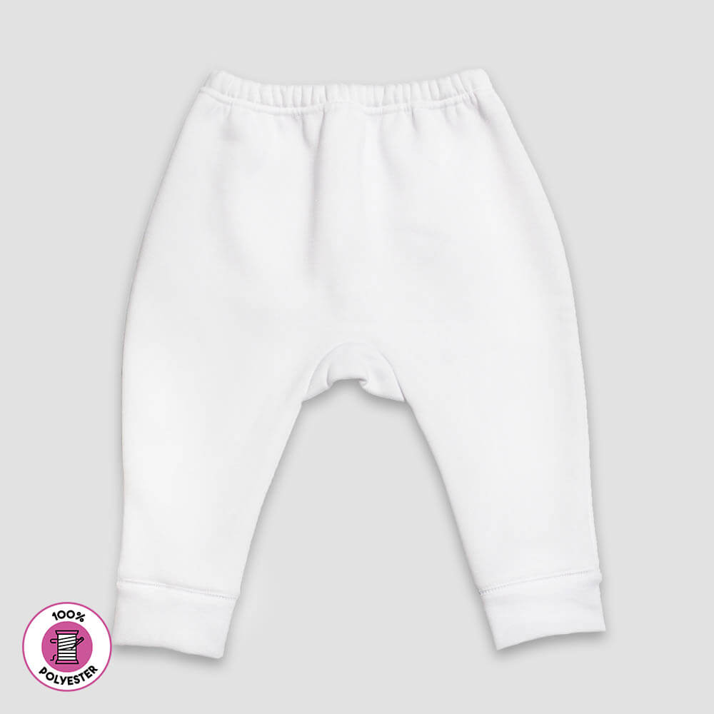 Baby Fleece Jogger Pants – White – 100% Polyester White 6-12M