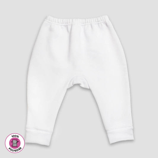 Baby Fleece Jogger Pants – White – 100% Polyester White 6-12M