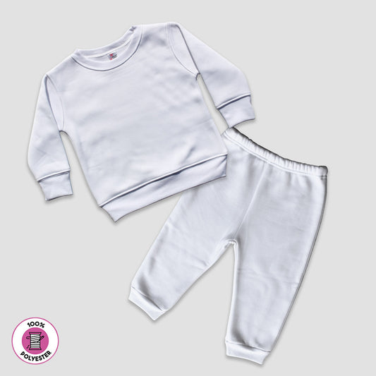 Toddler Fleece Jogger Pants and Sweatshirt Set - 100% Polyester White White 5T