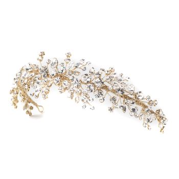 Light Gold Clear Crystal Rhinestone Bridal Wedding Tiara Headpiece 4988 185