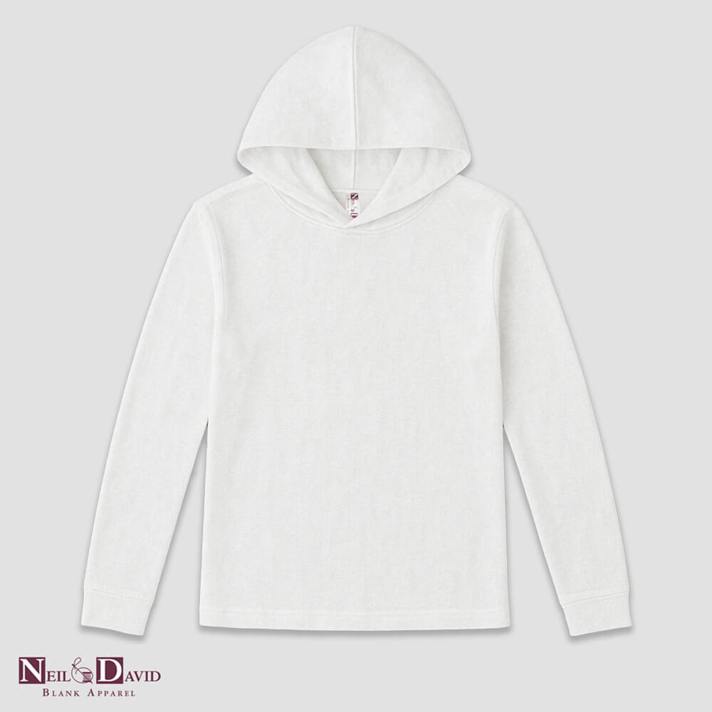 Men’s Long Sleeve Hooded T-Shirts – White – 100% Polyester White XL