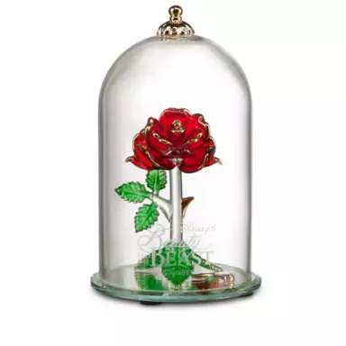 Beauty and the Beast Enchanted Rose Glass Sculpture