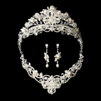 Regal Floral Tiara – Pearl & Swarovski Edition #1477