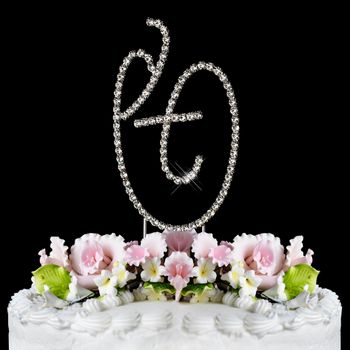 Renaissance Swarovski Crystal Wedding Cake Topper Silver Ampersand 83