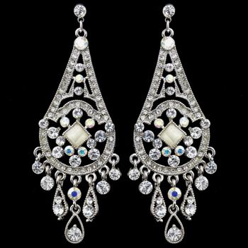 Rhodium Ab Clear Rhinestone Chandelier Earrings 957 42