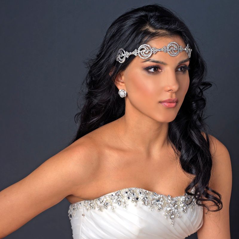 Rhodium Clear Rhinestone Modern Headband 79