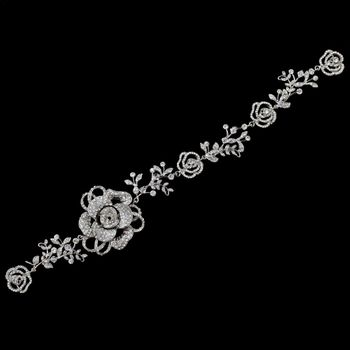 Rhodium Clear Swarovski Crystal Bead Rhinestone Flexible Floral Rose Vine 3347 33