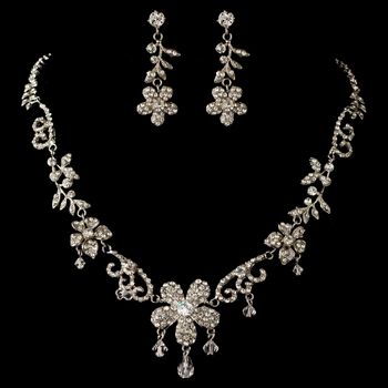 Rhodium Clear Swarovski Crystal Bead Rondelle Rhinestone Flower Jewelry Set 3371 65 2