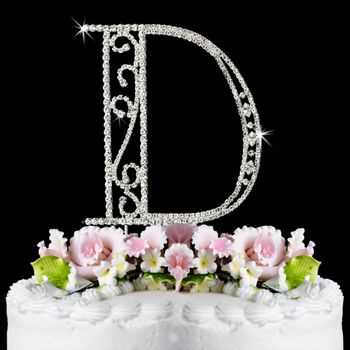 Romanesque Swarovski Crystal Wedding Cake Topper Letter D 69
