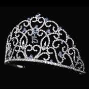 Royal Sweet 15 Quincea Era Silver Headpiece Covered In Clear Light Blue Rhinestones 251 31