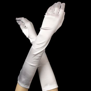 Glamour White Lace Gloves – Gold Edition #0147