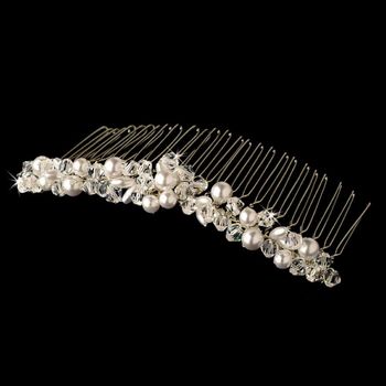 Silver And Ivory Bridal Comb 7002 53