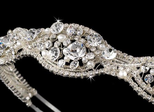 Silver And White Pearl Bridal Tiara Hp 8240 77