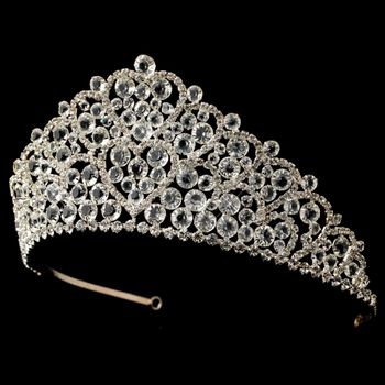 Silver Clear Crystal And Rhinestone Heart Tiara Headpiece 920 29 1