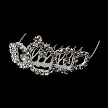 Silver Clear Rhinestone Small Baby Doll Tiara Comb Headpiece 6098 25