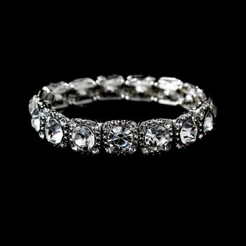 Silver Clear Stretch Crystal Rhinestone Bracelet B 964 35