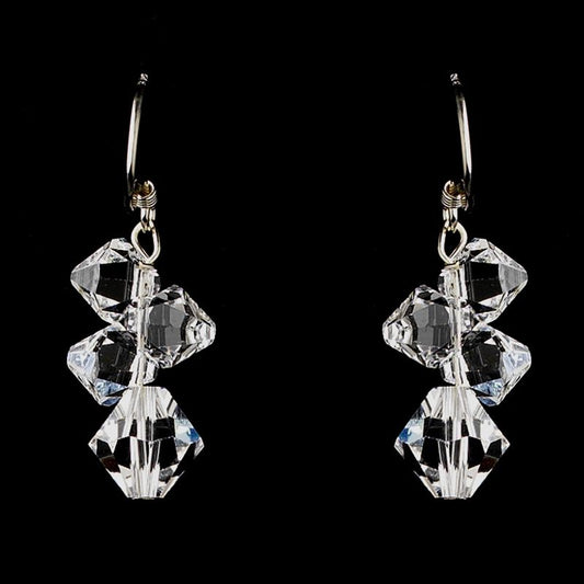 Silver Clear Swarovski Crystal Bead Necklace Earrings Jewelry Set 6710 36