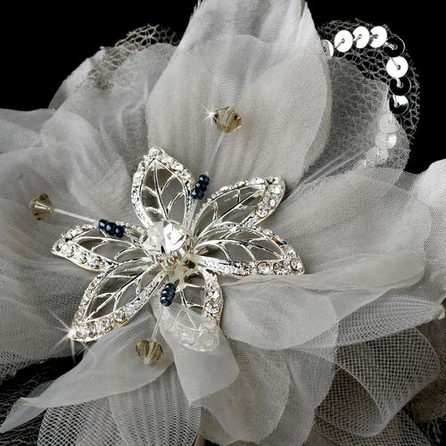 Silver Feather Fascinator Clip With Brooch Pin 8106 18