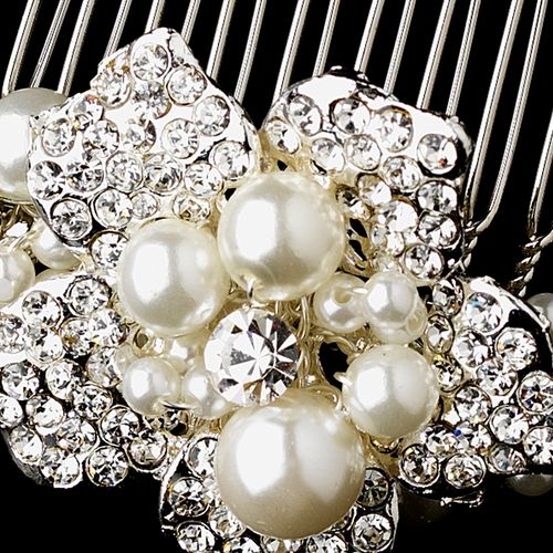 Silver Plated Bridal Comb 3473 60