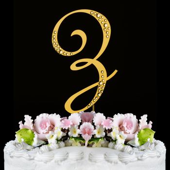 Sparkle Swarovski Crystal Wedding Cake Topper Gold Letter Z 55