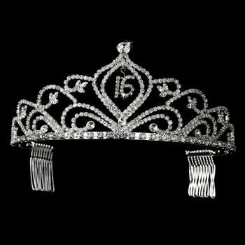 Sparkling Vintage Rhinestone Sweet 16 Tiara In Silver 242 33