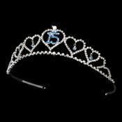 Sweet 15 Quincea Era Tiara Covered In Clear Light Blue Rhinestones 460 36