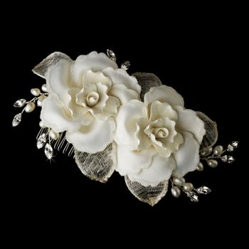Twin Rose Bridal Hair Comb 8322 84