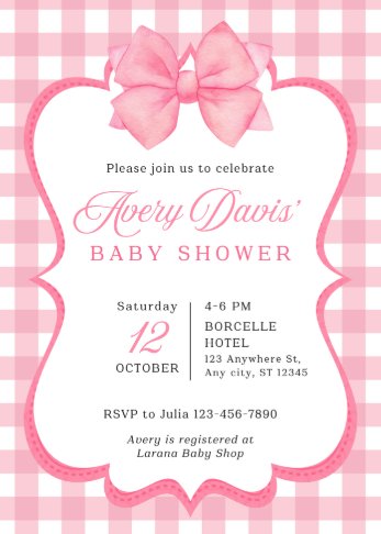 Pink Baby Shower Theme Invitations