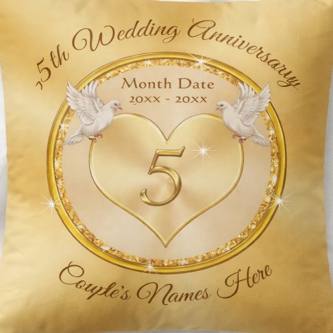 5th Wedding Anniversary Throw Pillow