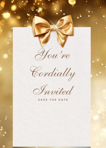 Gold and White Elegant Wedding Invitations