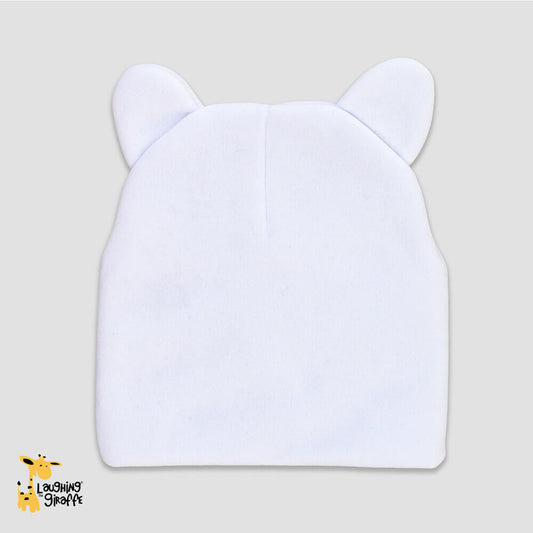Fleece Baby Bear Ears Beanie Hats - 100% Polyester White White 0-6M